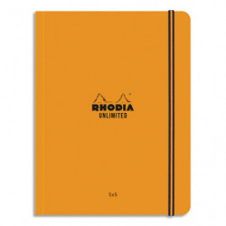 RHODIA Carnet dos carré collé Unlimited 120 pages 5x5 format 16x21cm. Fermeture élastique. Coloris orange