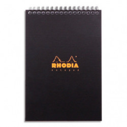 RHODIA Bloc Notepad spirale en tête en polypropylène 160 feuilles format 14,8x21cm.Coloris noir