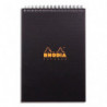 RHODIA Bloc Notepad spirale en tête en polypropylène 160 feuilles format 14,8x21cm.Coloris noir