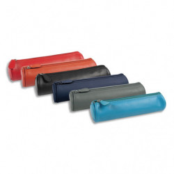 QUO VADIS Trousse ronde Satiny 22X6cm cuir de vachette satin. Coloris assortis