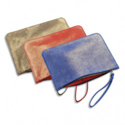 QUO VADIS Pochette Julo Dino en cuir de vachette pailleté 18x4x25cm. Coloris assortis