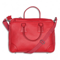 QUO VADIS Sacoche cabas Goya en cuir pleine fleur de vachette grainée 40x6,5x29cm. Coloris rouge