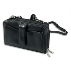 QUO VADIS Mini sac Tout en 1 Satiny en cuir de vachette satin 21x13x5cm. Coloris noir