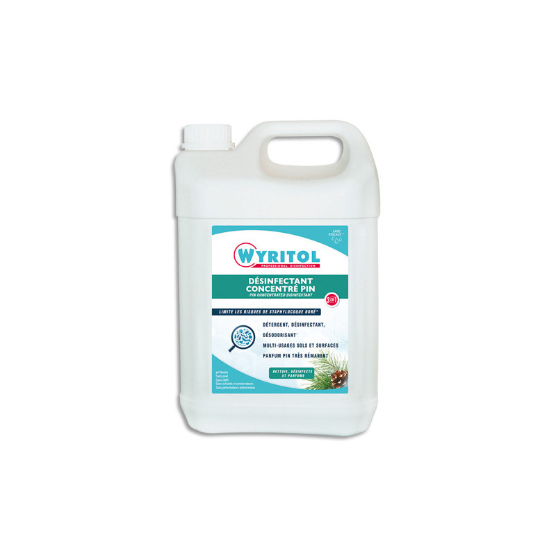 WYRITOL Bidon de 5L Nettoyant multi-usages 3D Bactérisol 7 parfum Pin