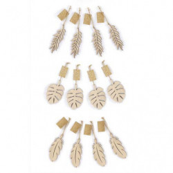 GRAINE CREATIVE Lot de 12 formes à décorer, plumes, feuilles, monstera, assorties