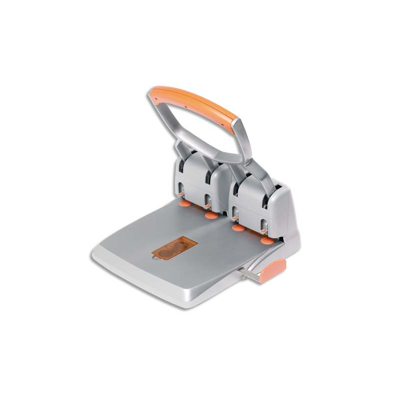 RAPID Perforateur 4 trous HDC 150 DUAX. Capacité 150 feuilles. Argent/Orange.