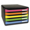 EXACOMPTA Module de classement 5 tiroirs BIG BOX. Coloris Noir/multicolore. Dim : L27 x H27,1 x P35,5 cm