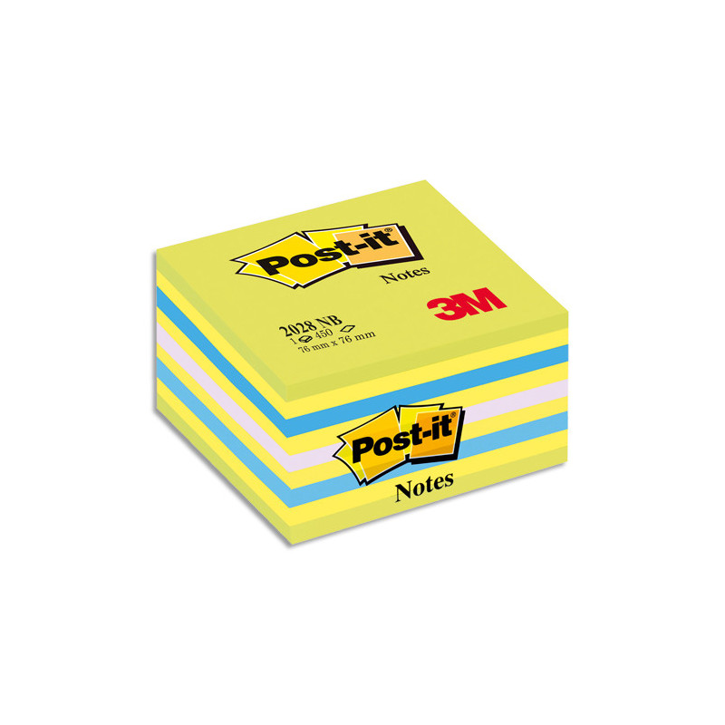 POST-IT Cubes POST-IT® Rêve Intense (néon bleu/vert) 450 feuilles 76 x 76 mm