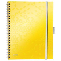 LEITZ Cahier spiralé WOW BEMOBILE 21x29,7cm, 160 pages 5x5. Couverture souple polypro. Coloris Jaune