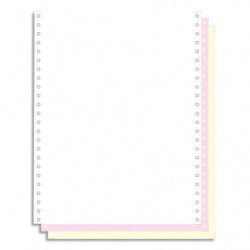EXACOMPTA Boîte 1000 feuilles listing 70g autocopiante blanc/rse/jne 240x12 3plis bande Caroll détachable