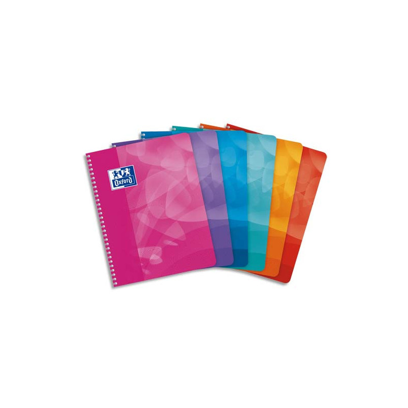 OXFORD Cahier spirale Lagoon 17x22cm 100 pages 90g Seyès. Couverture polypro assorties