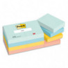 POST-IT® Notes Beachside 38 x 51 mm. Lot de 12 blocs, 100 F. Ass : vert, bleu, jaune, orange, rose.