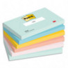 POST-IT® Notes Beachside 76 x 127 mm. Lot de 6 blocs, 100 F. Ass : vert, bleu, jaune, orange, rose.