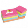 POST-IT® Notes Post-it Poptimistic 38 x 51 mm. 12 blocs de 100 feuilles. Ass : rose, vert, bleu, orange.