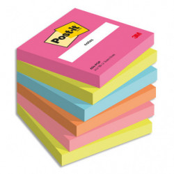 POST-IT® Notes Post-it Poptimistic. 76 x 76 mm. 6 blocs de 100 feuilles. Ass : rose, vert, bleu, orange.