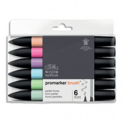 WINSOR & NEWTON Set de 6 PROMARKER BRUSH. Couleurs tons pastel.