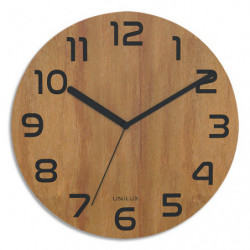 UNILUX Horloge Palma bamboo. Silencieuse. diam : 30 cm .fonctionne avec une pile LR6/AA non fournie