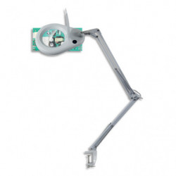 UNILUX Lampe loupe LED Zoom blanche. Double bras. Pince. Loupe de 3 dioptries, grossissement de 1,75.