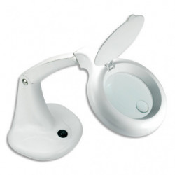 UNILUX Lampe loupe LED Mini Zoom blanche. Sur socle. Loupe de 3 dioptries, grossissement de 1,75.