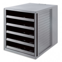 HAN Module de classement 5 tiroirs ouverts. Jusqu'au format A4+. Dim (lxhxp): 27,5x32x33 cm. Coloris gris