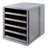 HAN Module de classement 5 tiroirs ouverts. Jusqu'au format A4+. Dim (lxhxp): 27,5x32x33 cm. Coloris gris