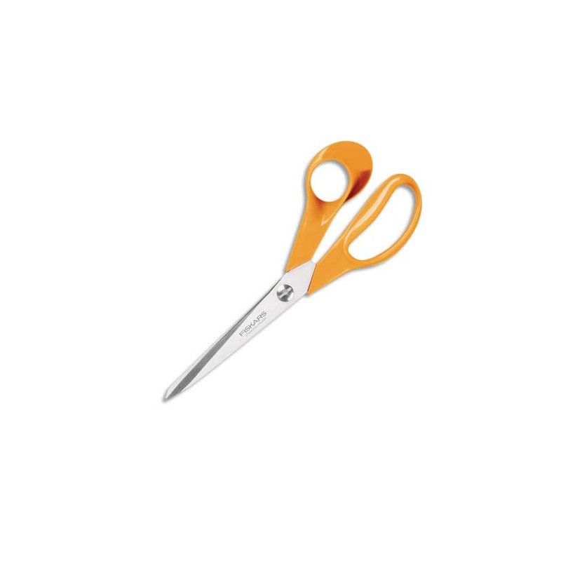 FISKARS Ciseau avec lame titane et revêtement non collant, longueur 21cm, pour droitier Blanc/Orange