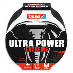 TESA Ruban réparation POWER EXTREME 10mx5cm ultra résistant, déchirable à la main. Coloris noir