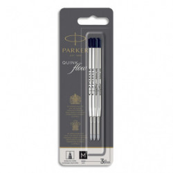 PARKER Blister de 3 recharges bille PARKER QuinkFlow. Pointe moyenne. Encre bleue