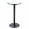 PAPERFLOW Table de restauration Mezzo haute ronde 60cm. Pied noir et plateau stratifié blanc