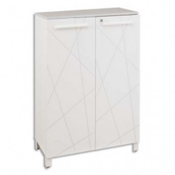 GAUTIER OFFICE Rangement mi-hauteur Sunday Blanc Graphic, 2 portes, étagères réglables L80xH114xP40 cm