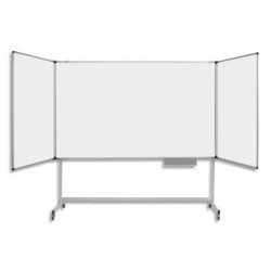 BI-SILQUE Tableau tryptique laqué mobile. Dimensions 150x100cm fermé/ 300x100cm ouvert. Coloris blanc