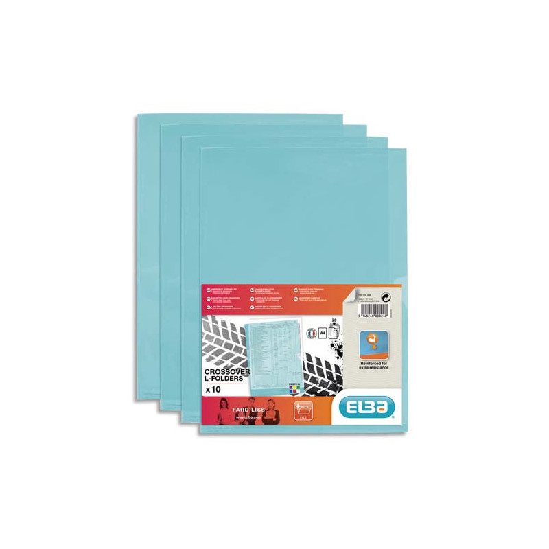 OXFORD Sachet de 10 pochettes-coin Fard'liss incolore en PVC lisse 20/100e. Format A4. Coloris vert