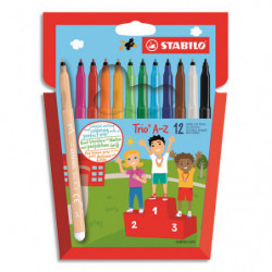 STABILO Trio A-Z feutre de coloriage pointe moyenne - Etui carton de 12 feutres - Coloris assortis