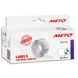 METO Boîte de 6 rouleaux étiquettes Meto 22x16mm blanches sinusoïdales adhésif amovible