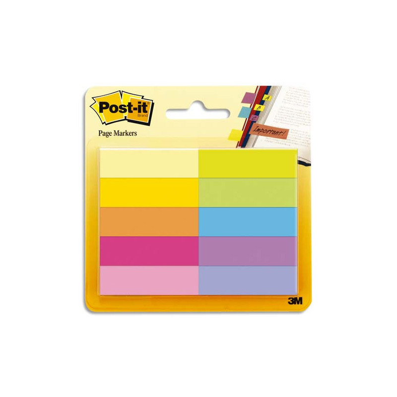 POST-IT Marque-pages POST-IT® papier (10x50) couleurs néons assortis