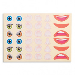 CLEOPATRE Pochette de 20 feuilles de gommettes visages. 720 gommettes.