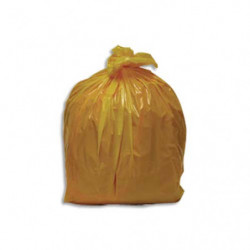 Boîte 250 sacs poubelles traditionnels 110 litres renforcés translucides jaune 70x110cm 32 microns NFE
