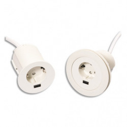 Prise de confort blanche 2 ports 1 PC - 1 USB
