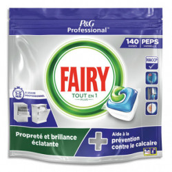 FAIRY Boîte de 140 dosettes tout en un pour lave-vaisselle tous cycles, sachet hydrosoluble