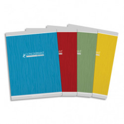 CONQUERANT Cahier Recyclé 24x32cm Seyès 48 Pages Agrafées Couverture Carte Coloris assortis