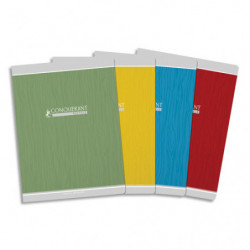 CONQUERANT Cahier Recyclé 24x32cm Seyès 96 Pages Agrafées Couverture Carte Coloris Assortis