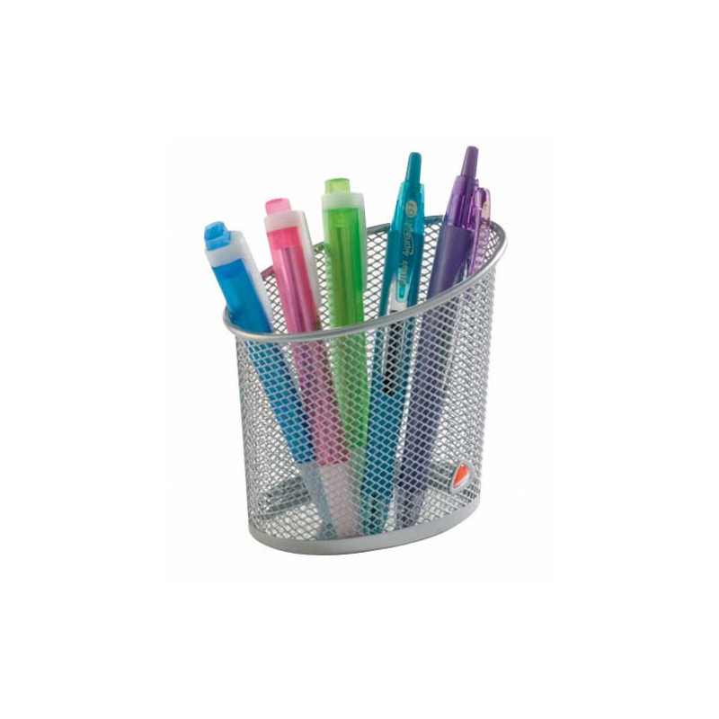 ALBA Pot à crayons en métal argenté MESHCUP M