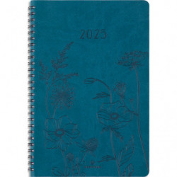 OBERTHUR Agenda PRIMROSE 25, spiralé, Janvier à Décembre 2025, format 17x24,5cm Bleu vert