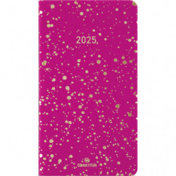 OBERTHUR Semainier CELESTE 16 poche,Janvier à Décembre 2025, format 9.5x17.5cm, couv souple PU Fuchsia