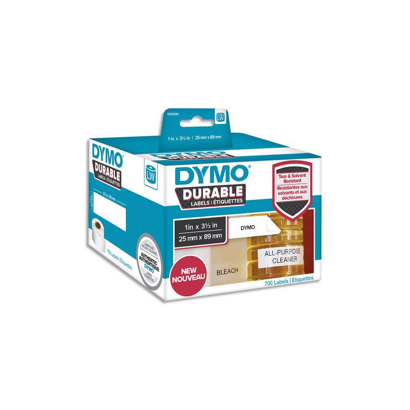 DYMO Pack de 2 rouleaux de 350 LabelWriter Durable 25x89mm Noir/Blanc 2112285