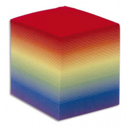 QUO VADIS Bloc cube arc en ciel 9x9x8cm 610 feuilles encollées 80g PEFC
