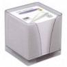 QUO VADIS Boîtier plexi fumé + recharge bloc Blanc 590 feuilles 80g 9x9x7.5 cm PEFC