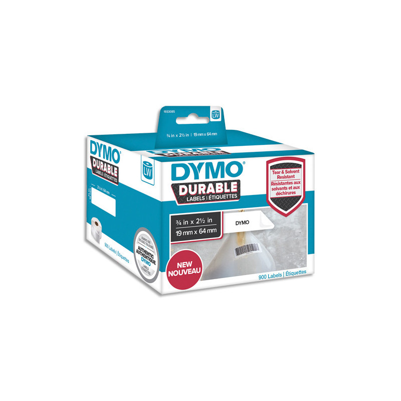 DYMO Pack de 2 rouleaux de 450 étiquettes LabelWriter Durable 19x64mm Noir/Blanc 2112284