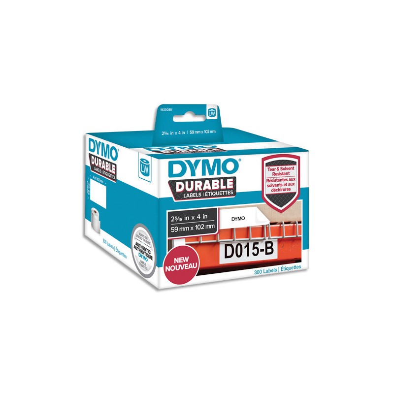 DYMO Rouleau de 300 étiquettes LabelWriter Durable 59x102mm Noir/Blanc 2112290