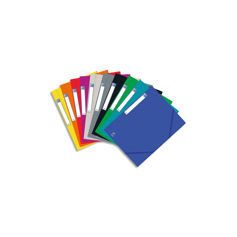OXFORD Chemise 3 rabats et élastique EUROFOLIO PRESTIGE carte grainée 7/10e,600g.Pour format A4. Assortis